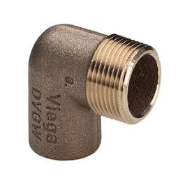 Messing lodde albue muffe/nippel, 12 mm x 1/2" - 90°