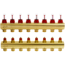 Danfoss 1" gulvvarmefordeler, 8 kretser, flowmåler