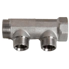 3/4&quot; x 1/2&quot; 2-grenet fordelerrør messing TEA-belegg m/kobling.