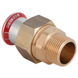Geberit Mapress forzinket union med nippel til varmeanlæg 15 mm x 1/2"