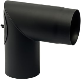 130 mm Metalbestos svart røykrørsbøy 90° med rengjøringsklaff