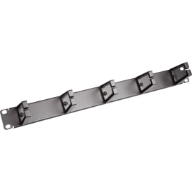 Kabelordner 19" 5 ringe sort 1HE, plast