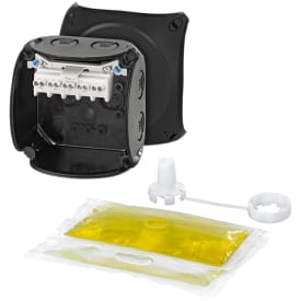 Koblingsboks WP0202B 1,5-2,5 mm² svart med gel 93x93x62 mm