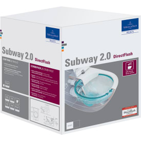 Villeroy & Boch Subway 2.0 vegghengt toalettpakke, uten skyllekant, med CeramicPlus, hvit