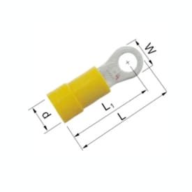 100 stk Isolerte ringkabelsko gul 4-6 mm² M6 A4665R