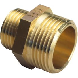 Messing brystnippel, 3/4" x 1/2"