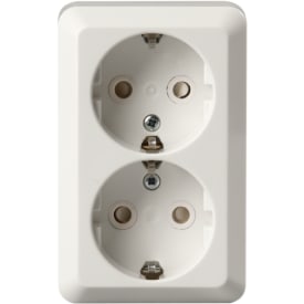 Stikkontakt Schuko dobbel Jussi ekstern 16A hvit