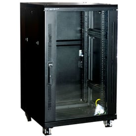 Gulvrack 19" 18HE B600xD600xH1000 mm sort med glasdør