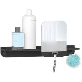 Hefe Glide hylde med spejl, 46x15 cm, sort