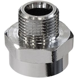 Messing spissmuffe med pakning, krom, 1/2" x 3/8"