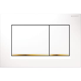 Geberit Sigma 20 Square spolplatta, vit/guld