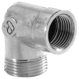 Messing albue muffe/nippel, krom, 1/2"