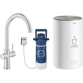 Grohe Red Duo kjøkkenarmatur, 3 liters varmtvannsbereder, stål