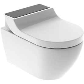 Geberit AquaClean Tuma Comfort douchetoilet, uden skyllekant, rengøringsvenlig, sort glas/hvid