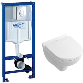 Komplett pakke m/GROHE sisterne, krom trykknapp, Villeroy , Boch O.Novo Compact vegghengt , Soft Close sete