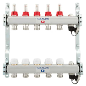 Salus 1" gulvvarme fordelerør, 10 kredse, flowmåler