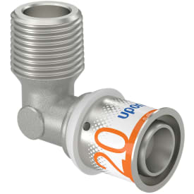 Uponor S-Press Plus vinkel med nippel, 20 mm x 1/2"