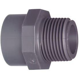 +GF+ overgangsnippel, Ø63 mm x 2", plast, grå
