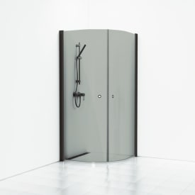 Svedbergs Skoga dusjhjørne, 89x89 cm, røyfarget glass, matt sort profil