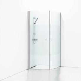 Svedbergs Skoga brusehjørne, 79x79 cm, frostet glas, mat aluminium profil
