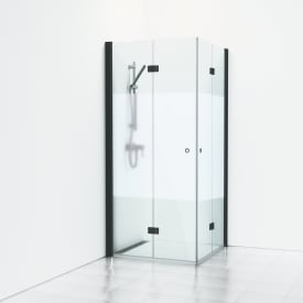 Svedbergs Skoga duschhörn, 89x89 cm, halvfrostat glas, matt svart profil
