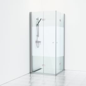 Svedbergs Skoga duschhörn, 79x79 cm, halvfrostat glas, blank aluminium profil