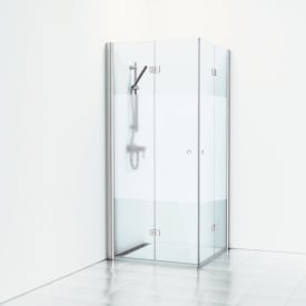 Svedbergs Skoga brusehjørne, 89x89 cm, halvfrostet glas, mat aluminium profil