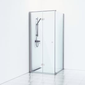 Svedbergs Skoga brusehjørne, 69x102 cm, dør og væg, klart glas, blank aluminium profil