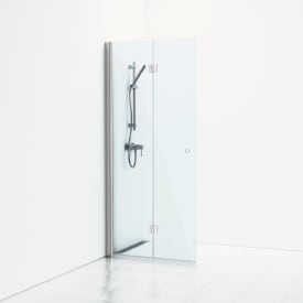 Svedbergs Skoga brusedør, 96 cm, klart glas, blank aluminium profil