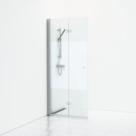 Svedbergs Skoga brusedør, 76 cm, halvfrostet glas, blank aluminium profil