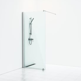 Svedbergs Skoga brusevæg, 80 cm, klart glas, mat aluminium profil