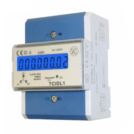 KWH-måler 3-fase LCD 10(80)A, 4 moduler, S0 grensesnitt, TCIDL1