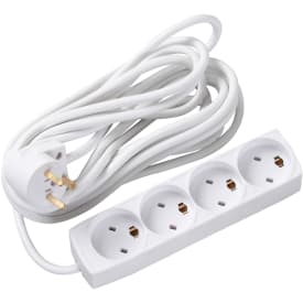 4-Stikdåse M/J EDB med 5 meter ledning hvid