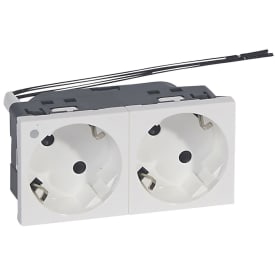 10 stk Mosaic Stikkontakt 2 x Schuko 2P+J Med Lampe Hvid