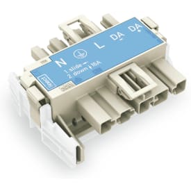 Linect T-stykke; 5-polet; Kode. I; 1 inngang; 2 utganger; blå