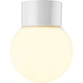 Tak- og vegglampe Glob 150 rett, E27, hvit/opal, IP54