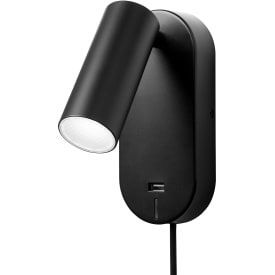 Nielsen Light Ego vägglampa med USB-uttag, 4,5W, LED, svart