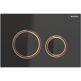 Geberit Sigma 50 Round betjeningsplate, sort glass/rødgull