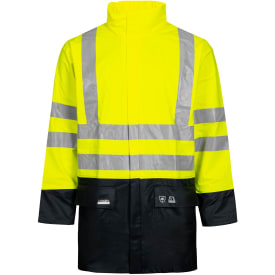 Lyngsøe PU regnjakke, High-Vis gul/marine, klasse 3, størrelse XL