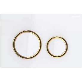 Geberit Sigma 50 Round spolplatta, vitt glas/mässing