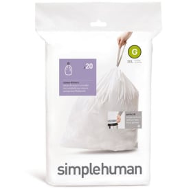 Simplehuman affaldsposer, kode G, 30 liter, hvid, 20 stk