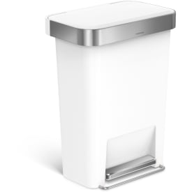 Simplehuman affaldsspand, 45 liter, pedal, hvid plastik