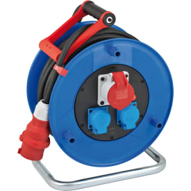 Blå elektrisk kabeltrommel, 400V/230V, 30 meter