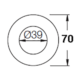 Vola 70 mm dækroset Ø39 mm, rustfrit stål