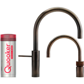 Quooker Nordic Round Twintaps køkkenarmatur, Pro3 B beholder, bruneret messing