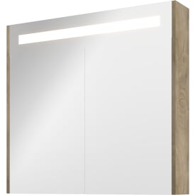Sanibell Proline, spejlskab med LED belysning, 80 x 74 cm, rå eg paneler