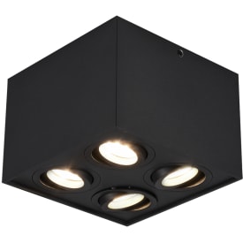 Trio Lighting Biscuit påbygningsspot, 4 spots, sort