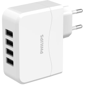 Philips USB laddare, 4 uttag, vit