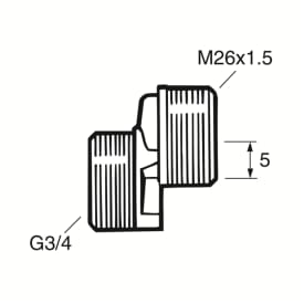 Gustavsberg excenterkoppling, M26x1.5 x G20