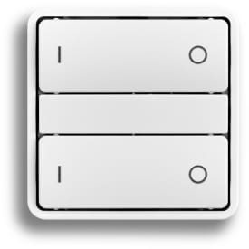 Smartkontakten Zigbee kontakt/lysdæmper til LK Fuga, tænd/sluk tangenter, hvid, Baseline 50 ramme